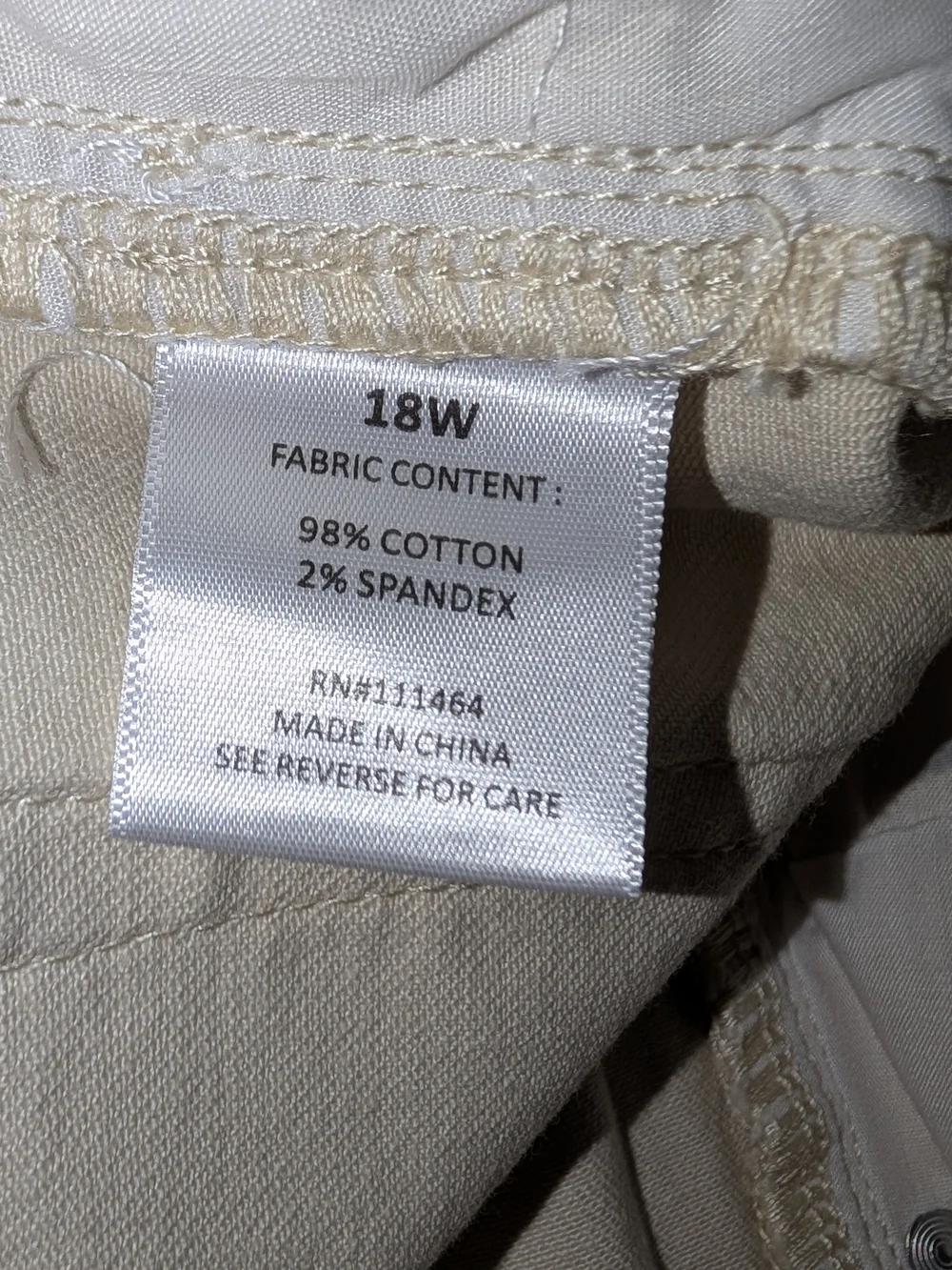 Masseys Womens 18W Beige Raw Hem Stretch Wide Leg Pants NWOT Crop Ankle Denim